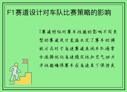 F1赛道设计对车队比赛策略的影响